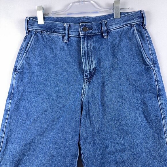 Uniqlo Trouser Straight Leg Jeans Womens Size 11 High Rise 100% Cotton Blue - Picture 3 of 13